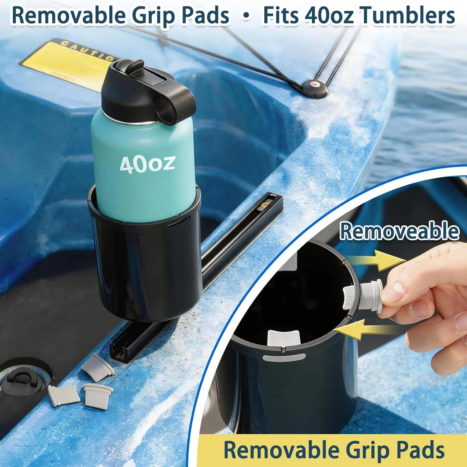 Upgraded Kayak Cup Holder with Track & Clamp Mount, 360° Adjustable Cup Holder F