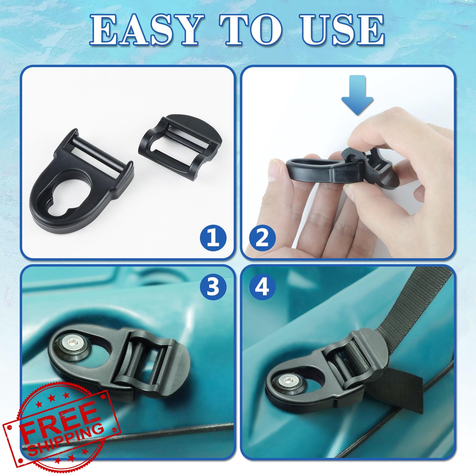 HLOGREE Kayak Seat Clips 4Pcs Straps 8Pcs