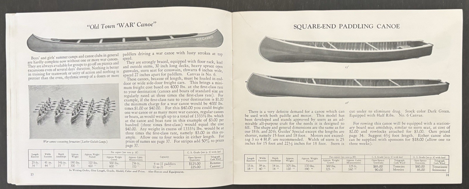 OLD TOWN CANOES & BOATS 1934 CATALOG