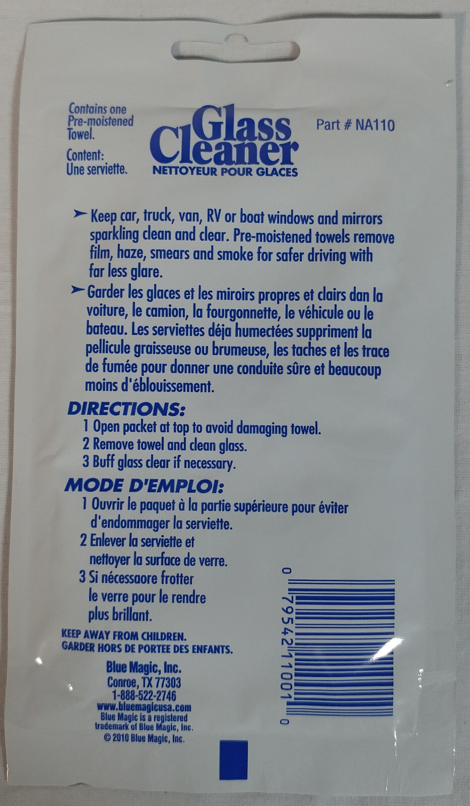 (8) NEW Packs Blue Magic Glass Cleaner Towel Removes Road Film Smears & Smoke