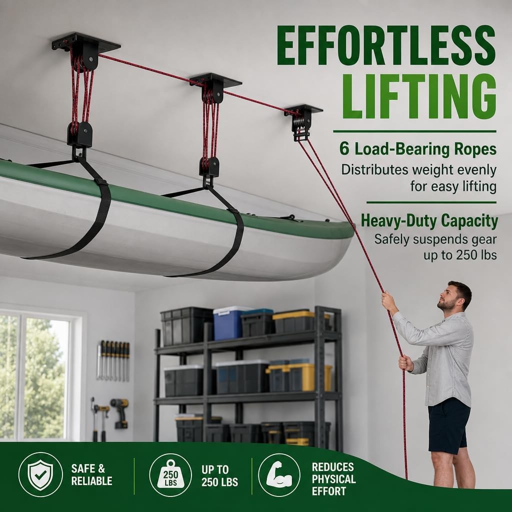 TRUSOON 2026 Heavy Duty Canoe Hoist 250lb Ceiling