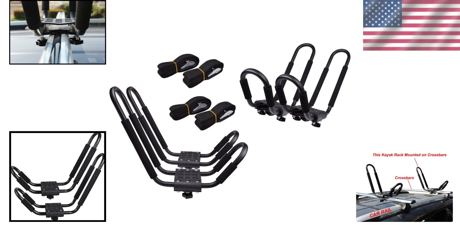 Dual Set Kayak Carriers with Straps – Universal Fit