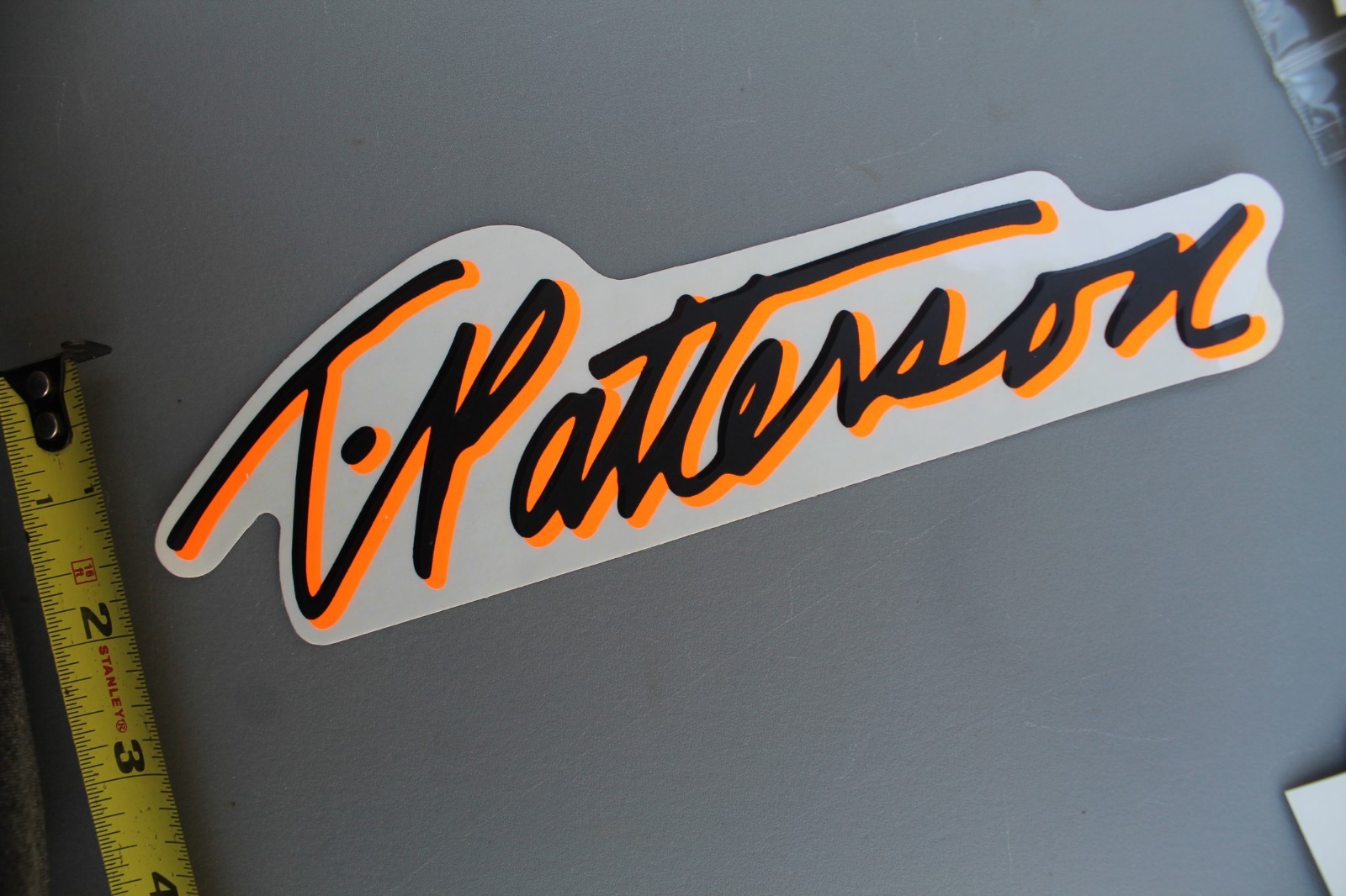 T Patterson Surfboards Clear Neon Orange Black Surf V72B Vintage Surfing STICKER