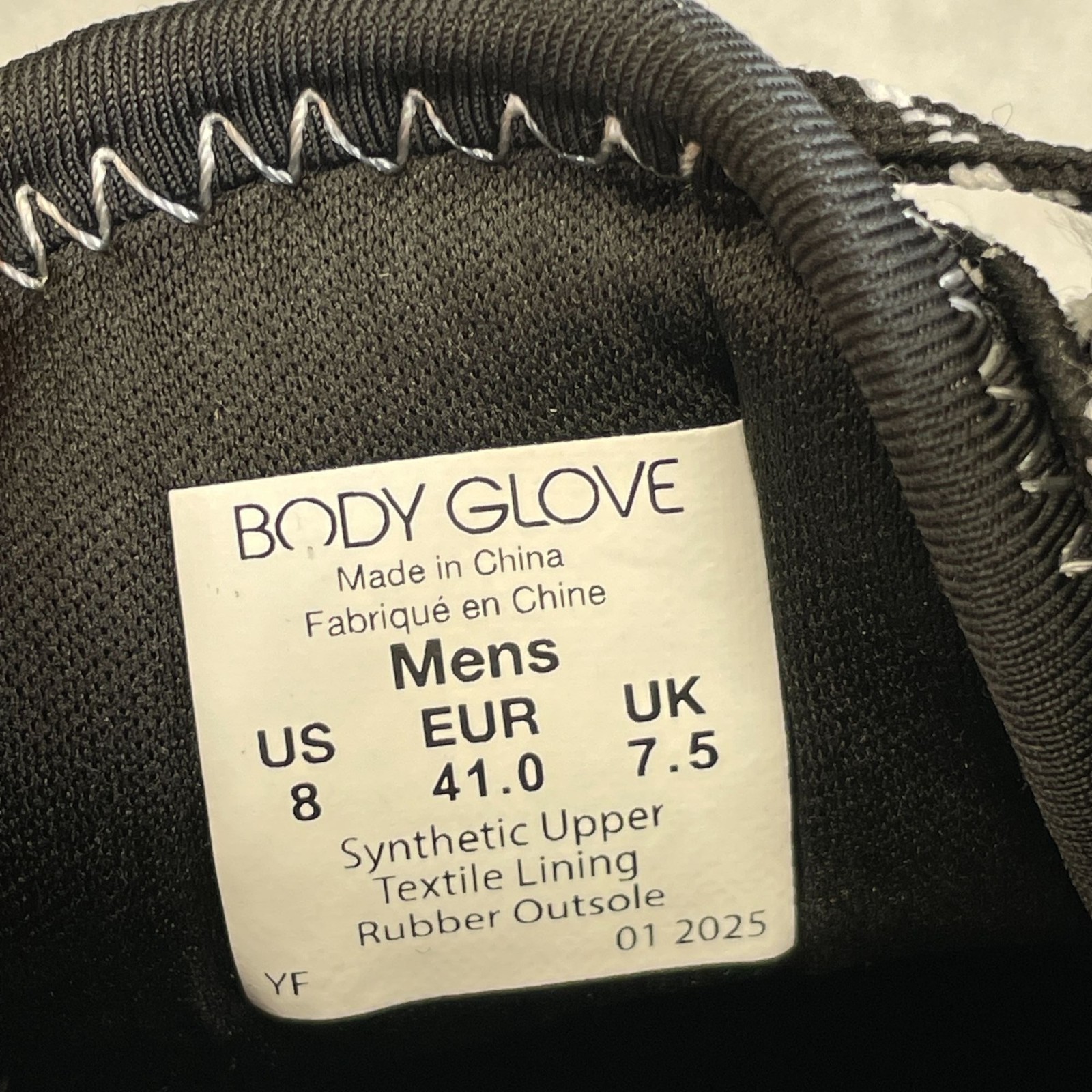 NWOT Body Glove Water Shoes Black Men’s Size 8 Synthetic Upper Rubber Outsole