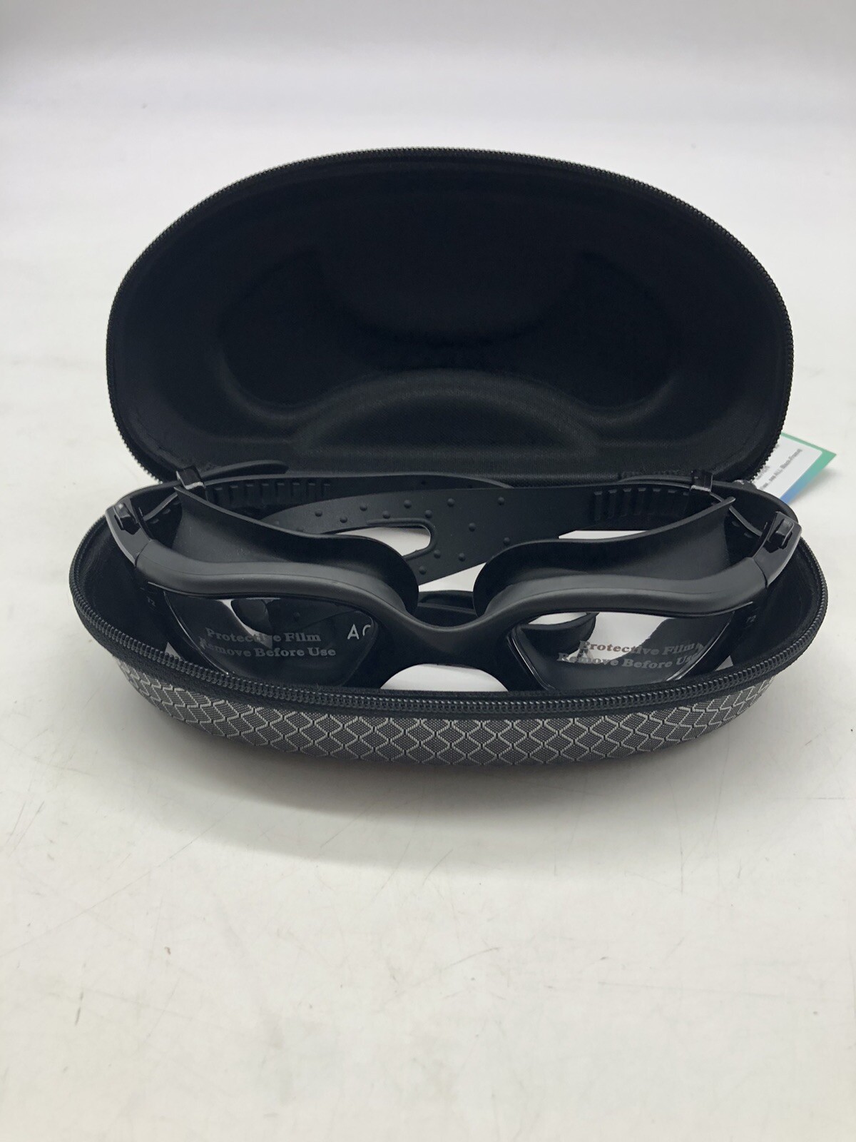 AqtivAqua DX Wide View Swimming Goggles Black Frame Clear Lens Silver Case