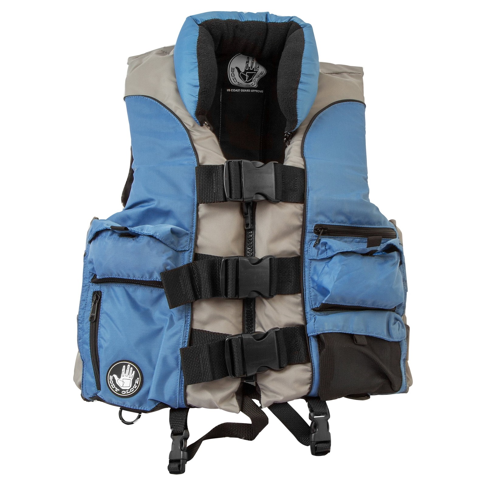 Body Glove Angler Fishing Vest, USCG Approved, Lightweight, Blue/Gray, 2XL