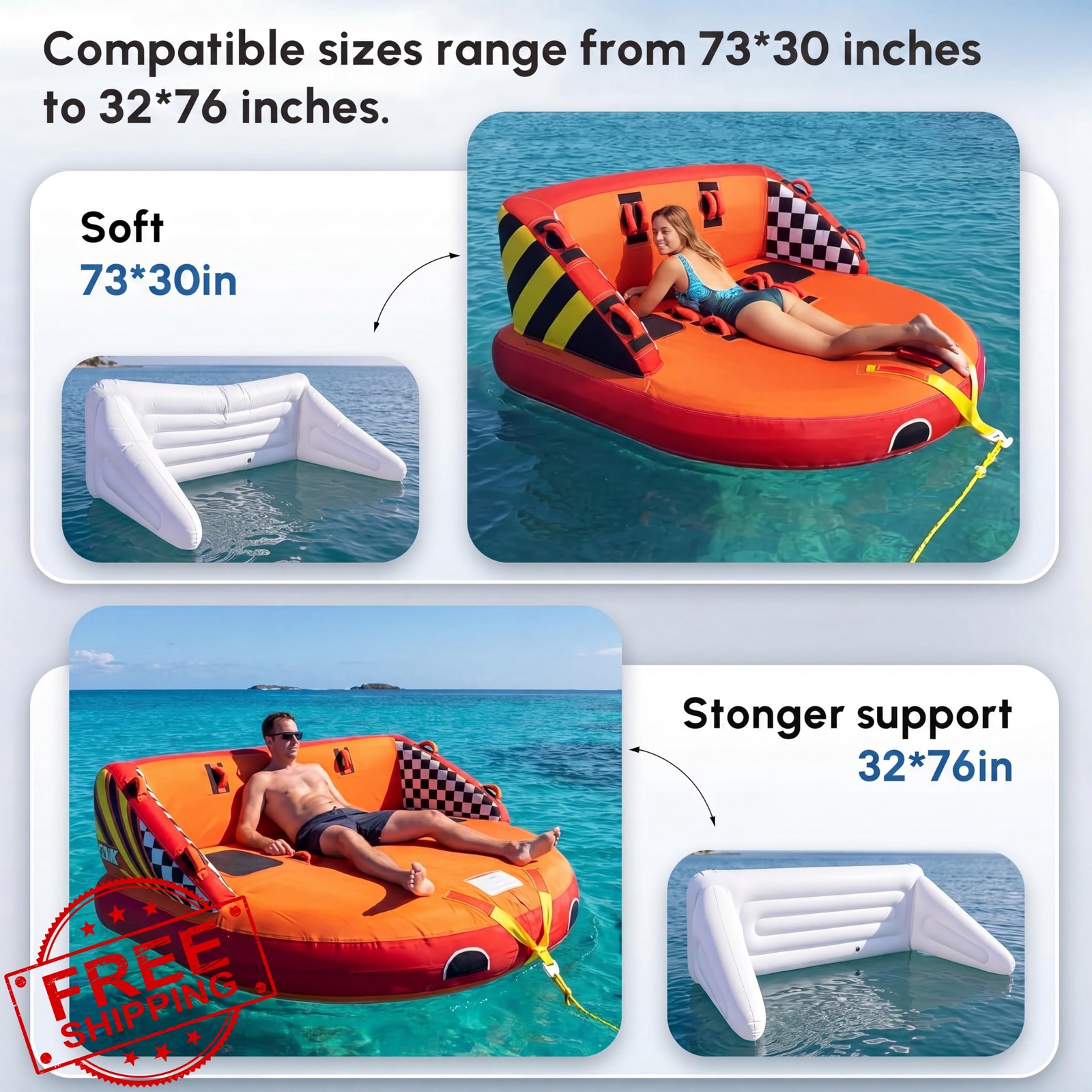 Soulchen towable tube bladder 3 Rider Backrest
