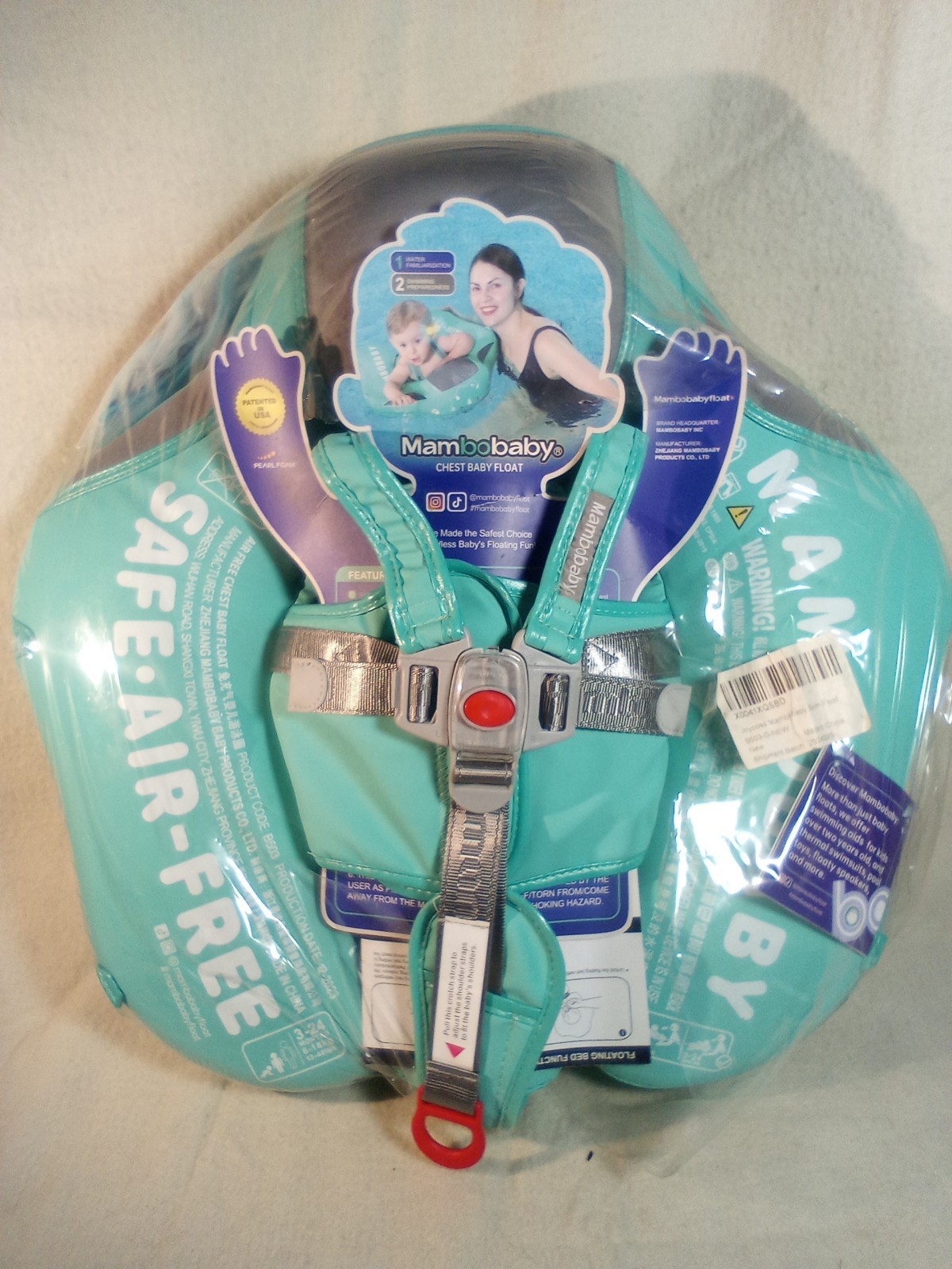 New mambobaby Non-Inflatable Air-Free Baby Float 3-24 with Harness