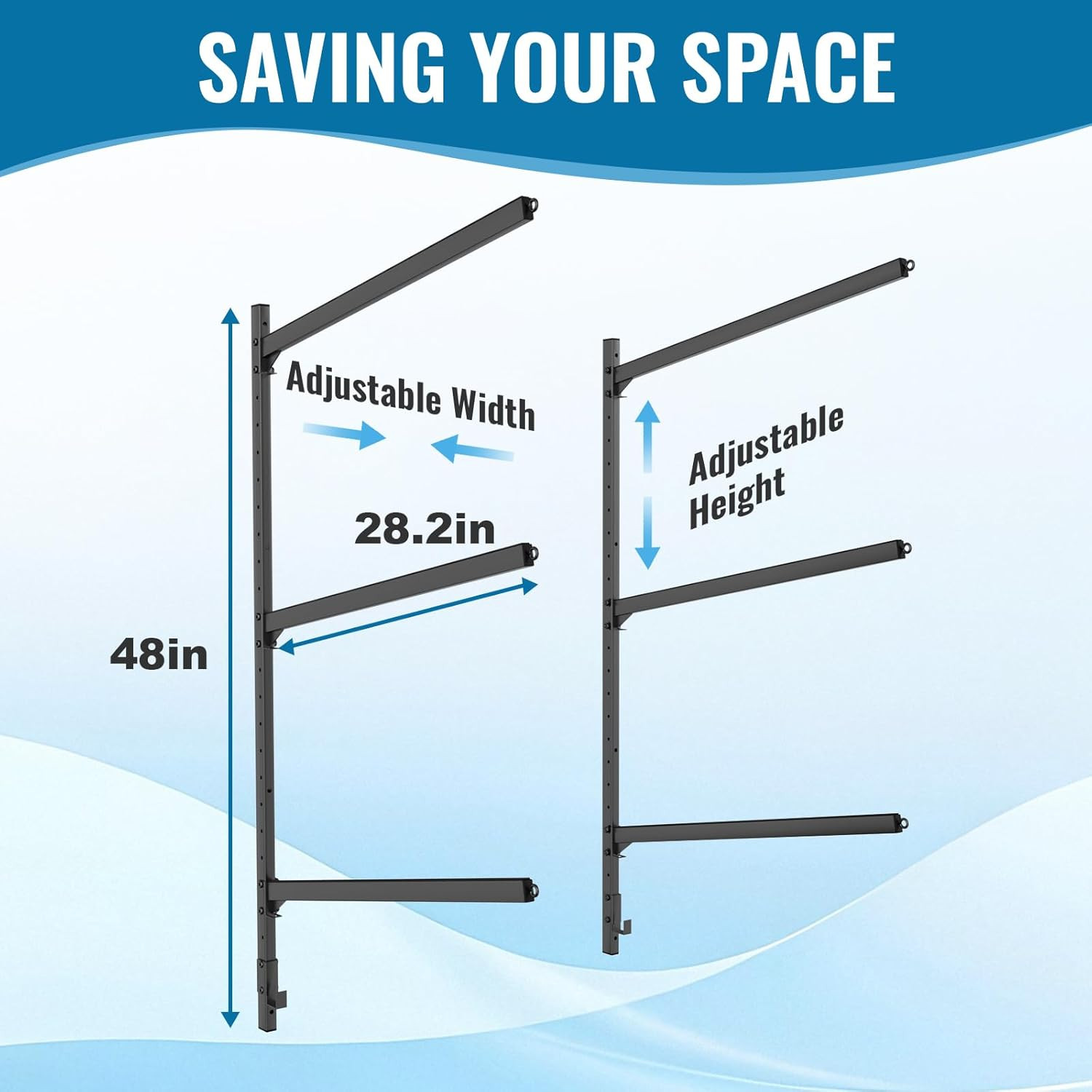 Adjustable 3-Tier Kayak Wall Mount Rack – Holds 300 lbs for Indoor/Outdoor Use