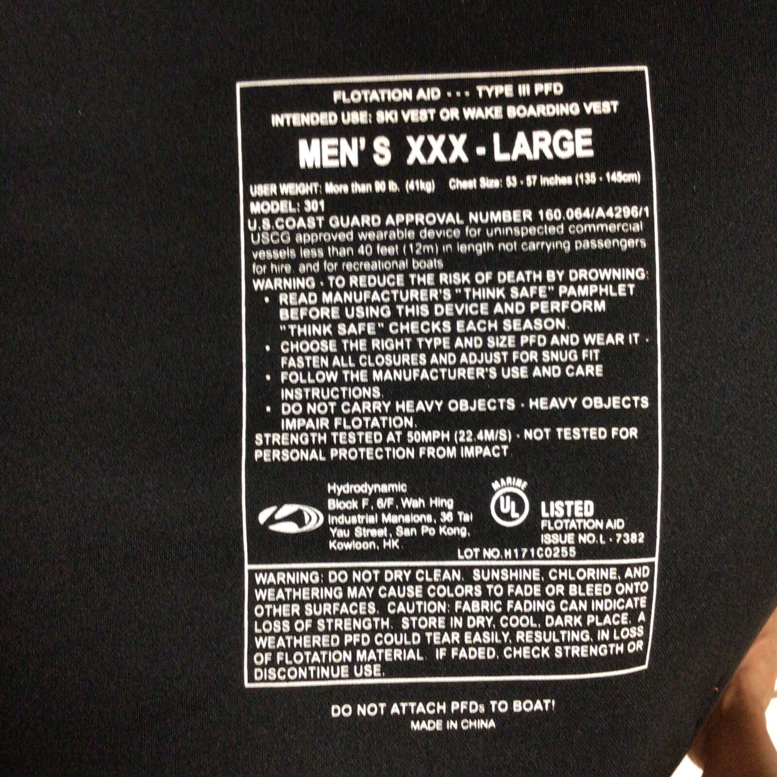 SubZero Neoprene Sport Life Jacket Ski Vest XXX Large Chest 53-57 Men