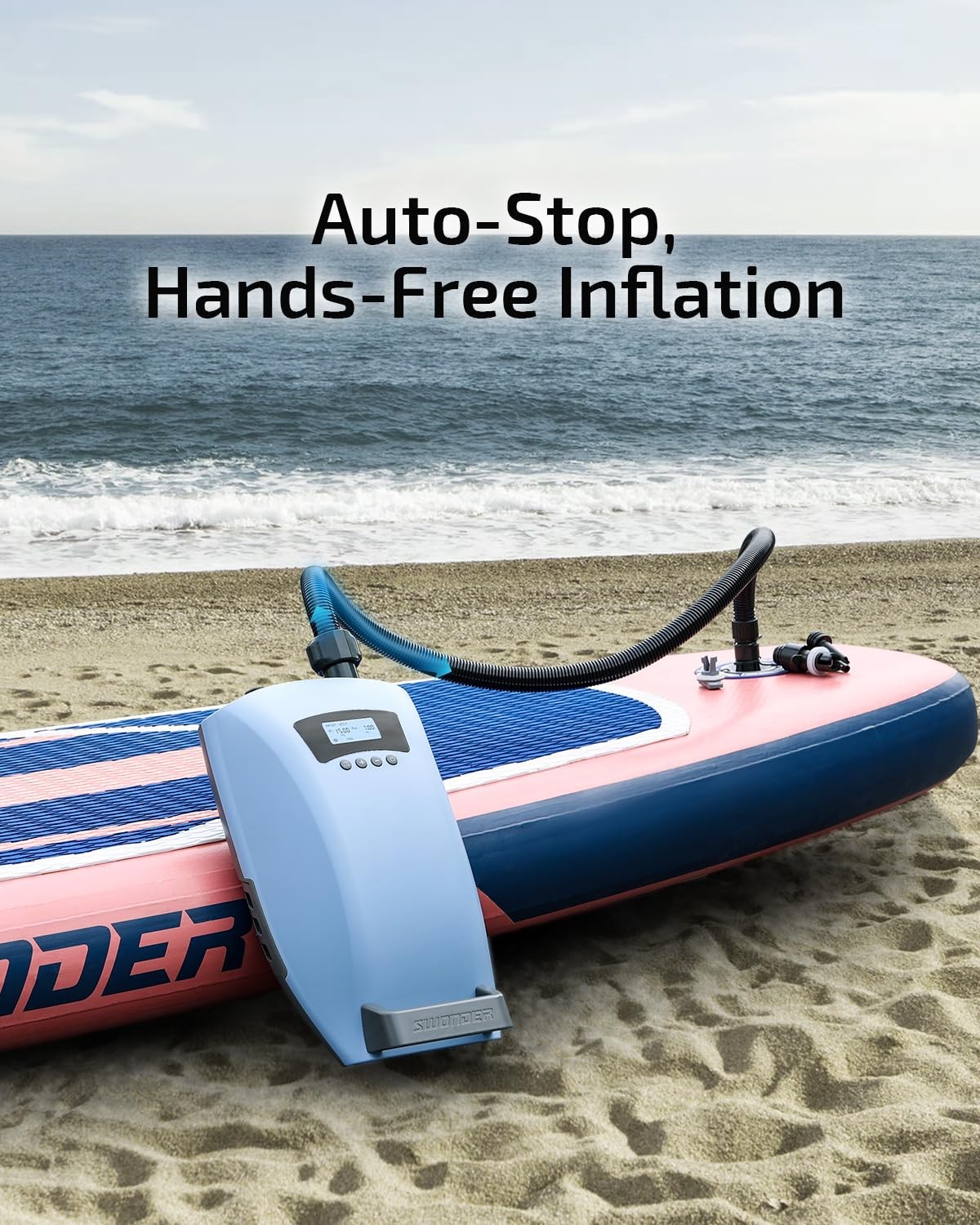 Seawolf Dual-Power Paddle Board Pump, 6000mAh Battery & Car Connector, 2X Fas…