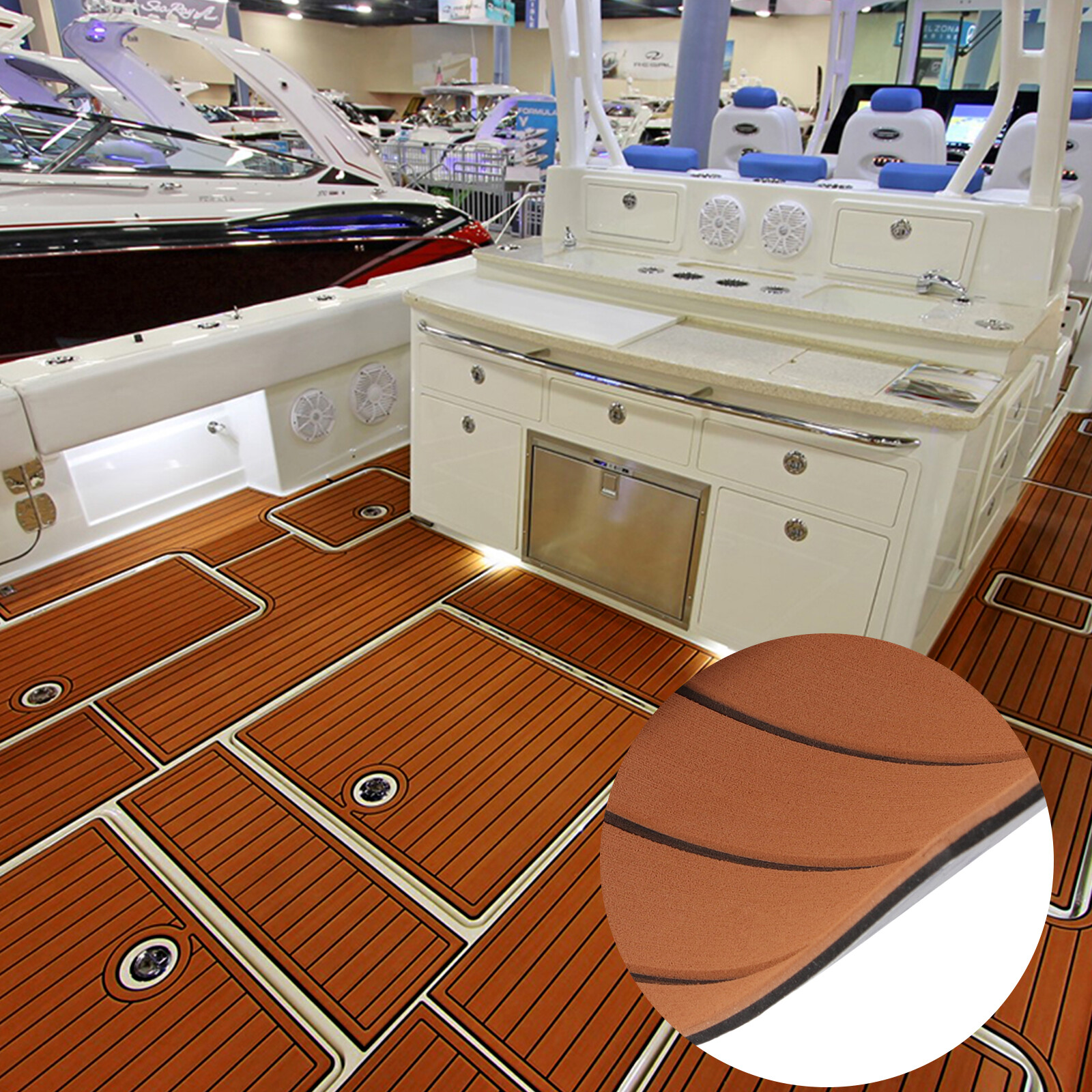 94.5″ X 35.4″ EVA Foam Boat Decking Sheet Mat Faux Teak Marine Yacht Flooring