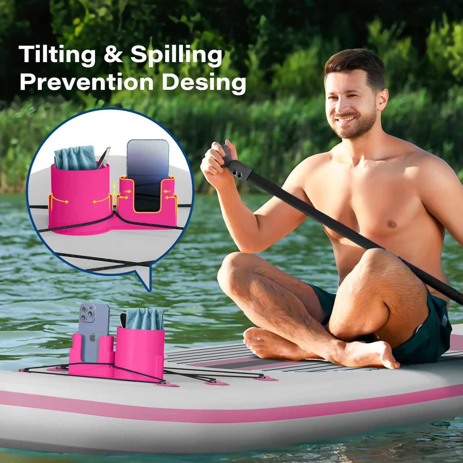 2 in 1 Paddle Board Cup Holder Accessories For Phones,Drink Bottle,Fishing Tools