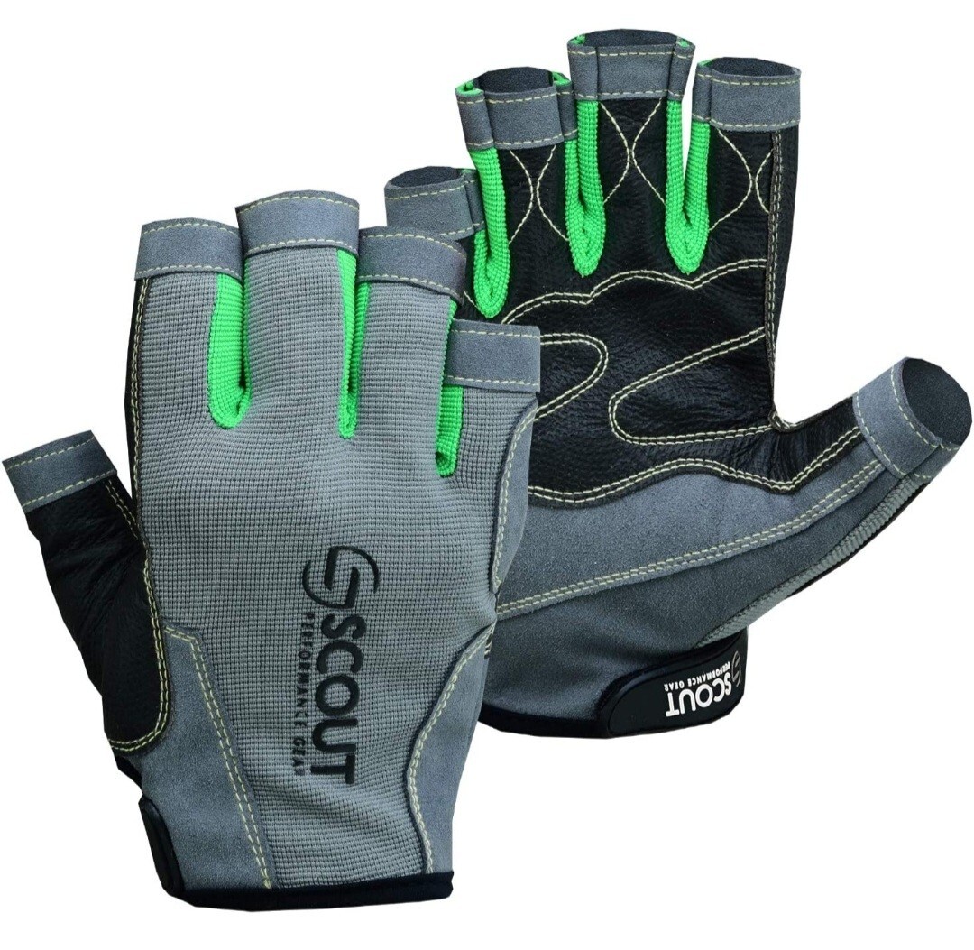 Sailing Gloves Kayaking Fishing Glove with Grippy Palm Spandex Rope Scout NEW