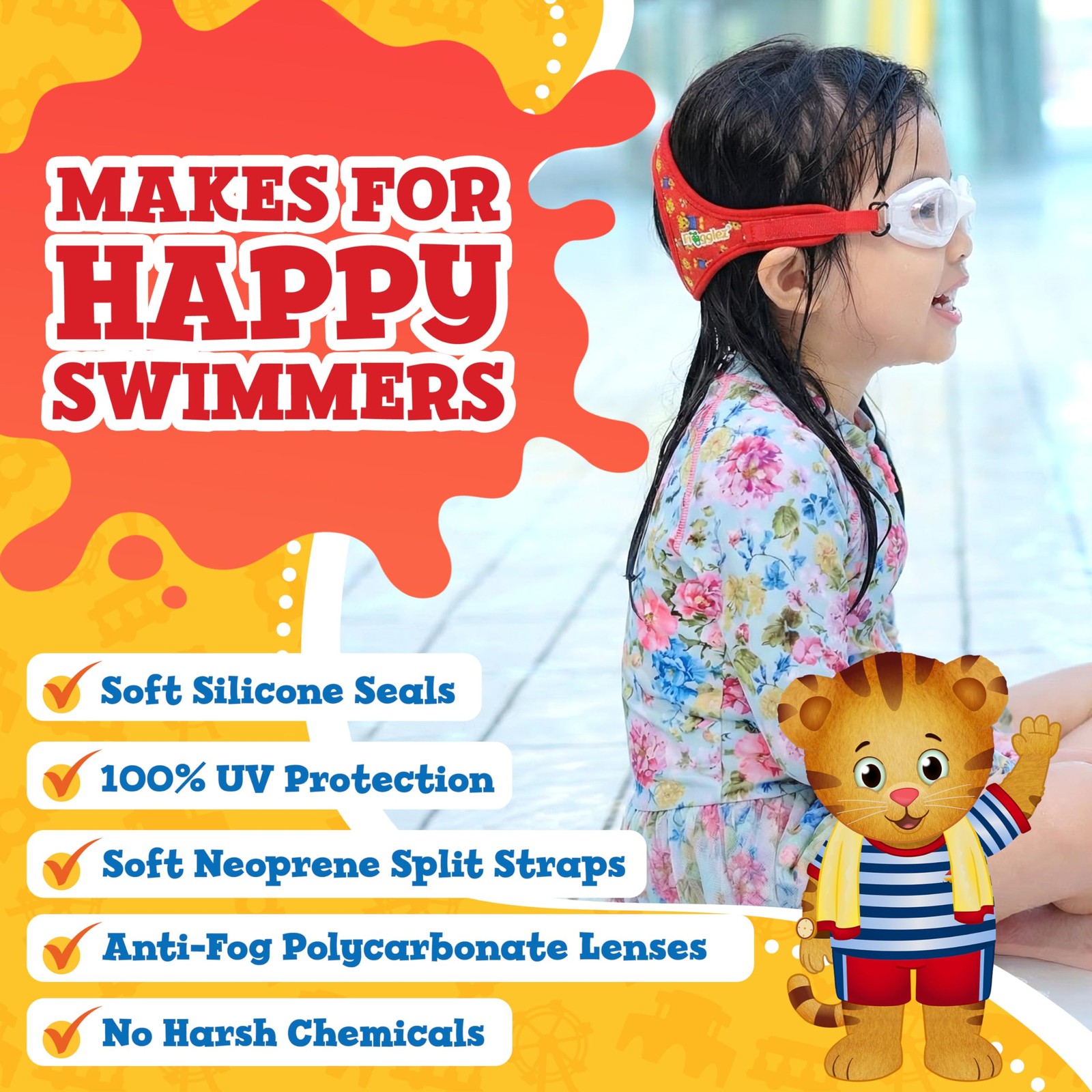 Swimming Goggles – Anti-Fog, Leakproof, Ages 3–10, 100% UV Protection, Soft P…