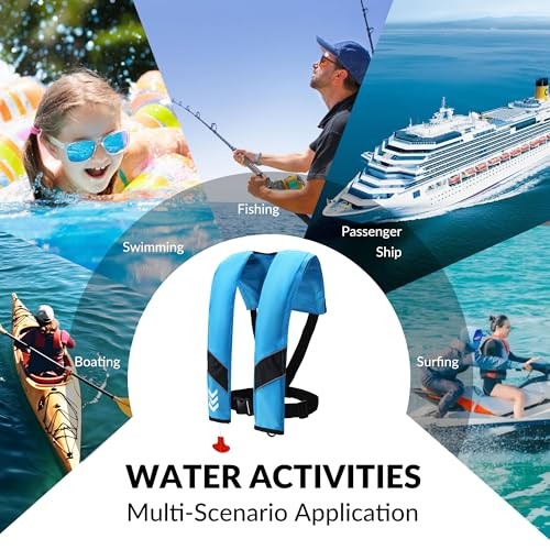 Automatic Inflatable Life Jackets for Adults Life Vests PFD Low Profile Blue