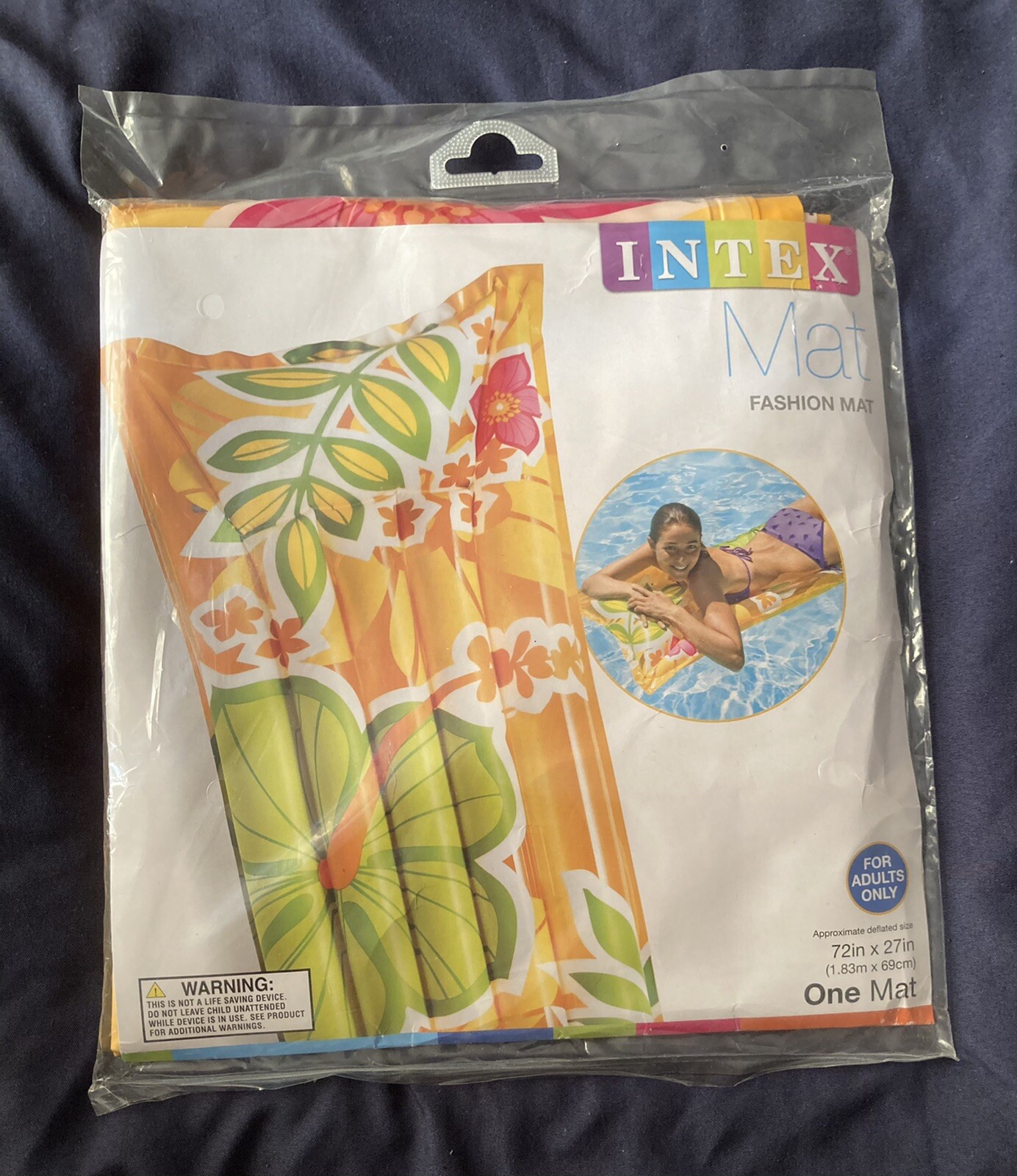 NEW Intex Pool Fashion Mat 72”x 27” Tropical Hibiscus with Built-in Pillow