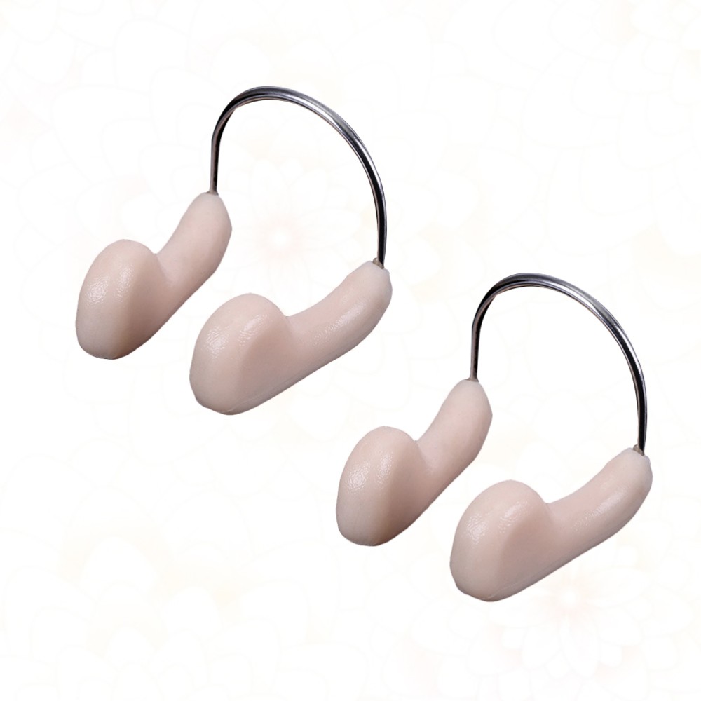 2Pcs Reusable Swimming Nose Clips Padded Comfort Nose Protectors Khaki