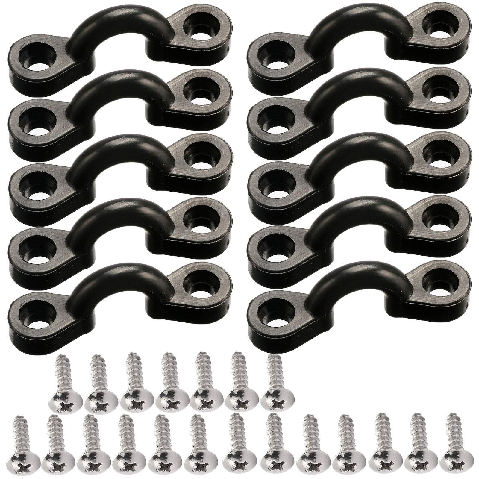 10 Pcs Kayak Pad Eye Kit Nylon Bungee Deck Loops Tie Down Pad Eye with Screws