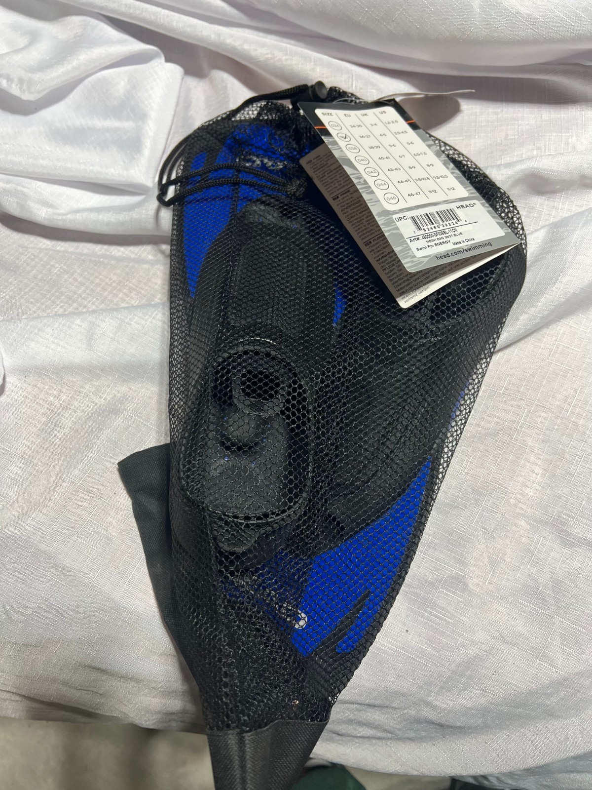 HEAD Energy Adult Training Swim Fins Blue/Black Snorkel Flippers Sz 3.5-12