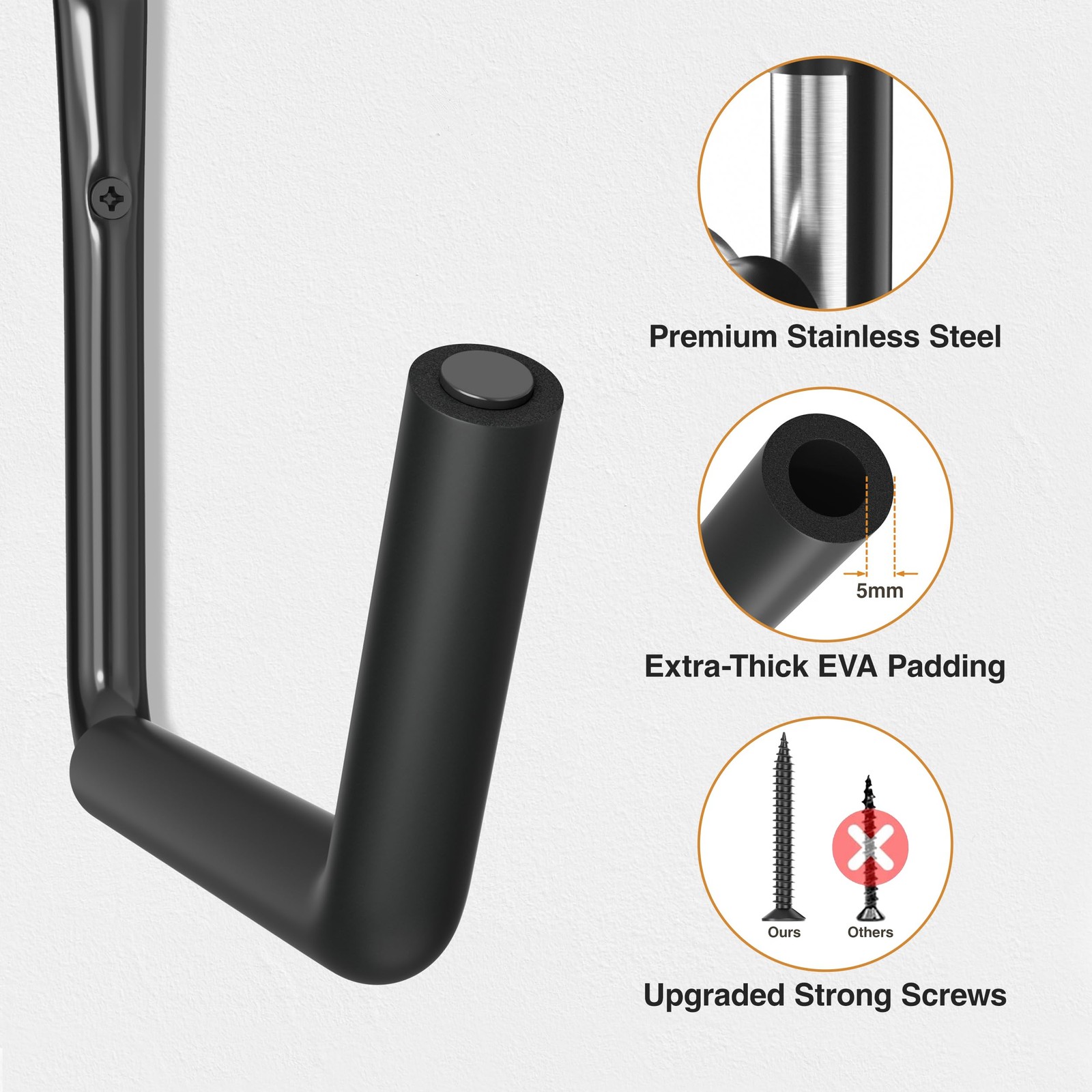 Heavy Duty Garage Storage Hooks 120 LB Capacity Wall Mount Kayak Ladder