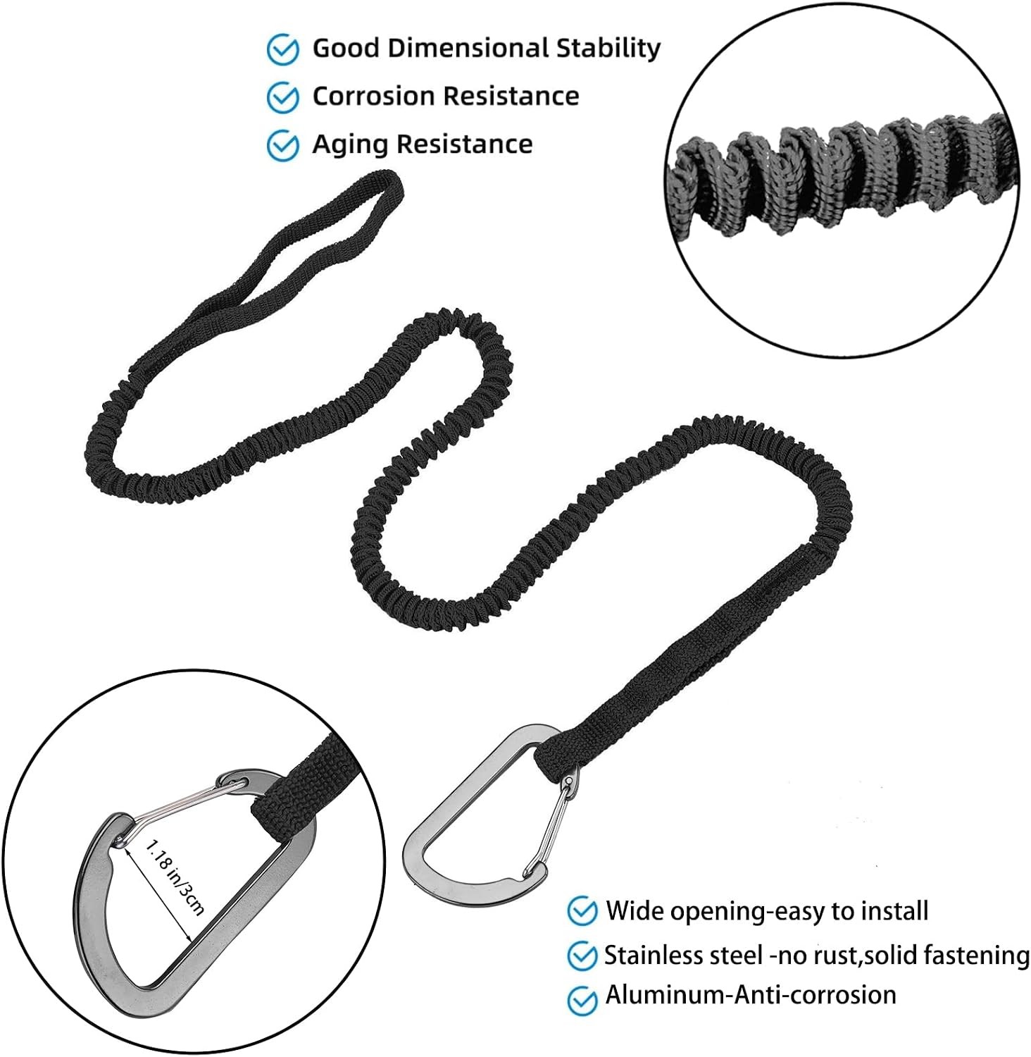 Kayak Safety Leash Stretchable 3-7 ft Lanyard