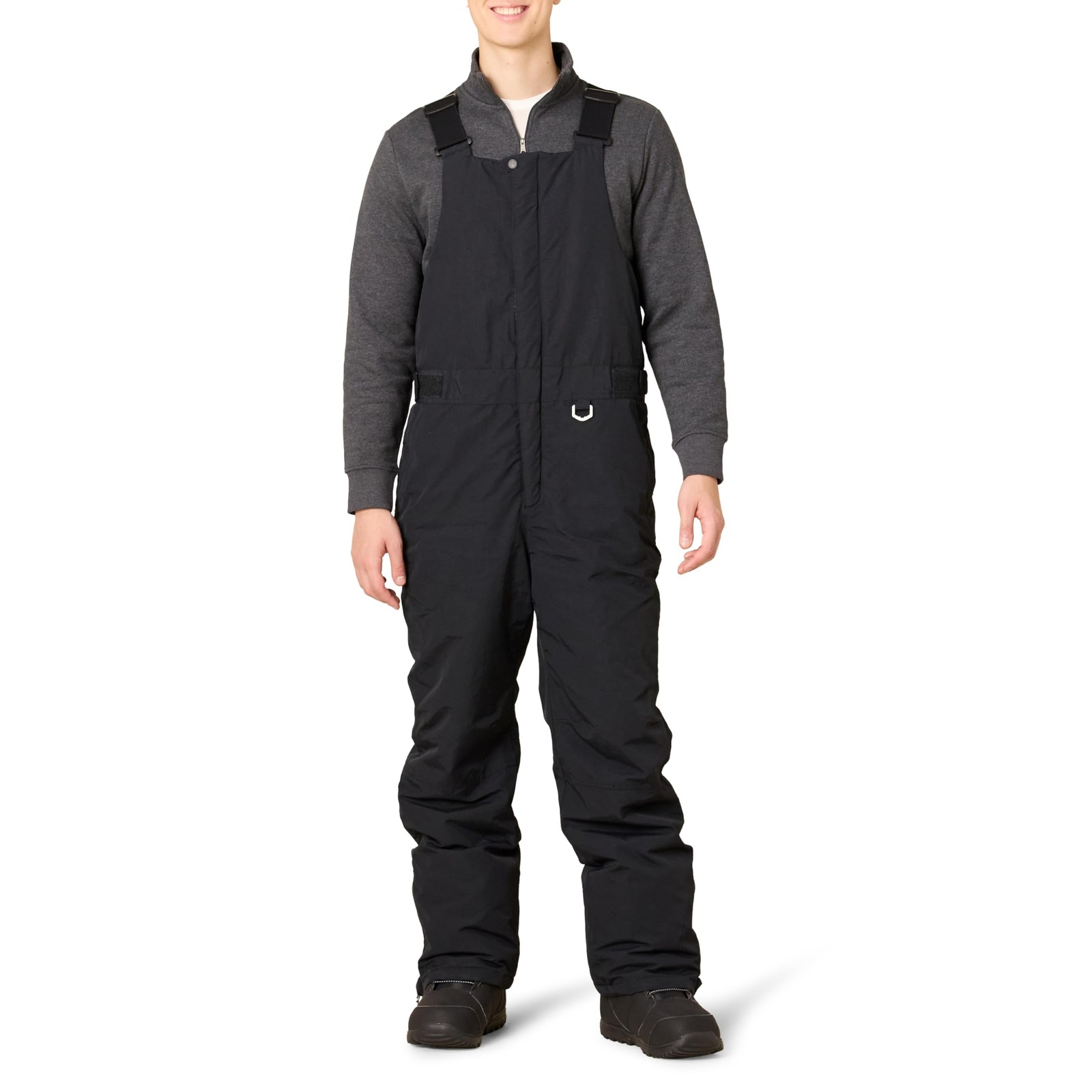 Amazon Essentials Men’s Snow Bib Overall Large Black Water-Resistant Insulated