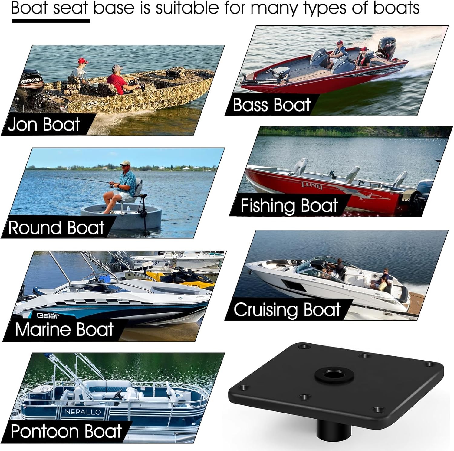 CLLOMAGY Boat Seat Base Mount Pedestal 2pack 7×7 Aluminum, Black