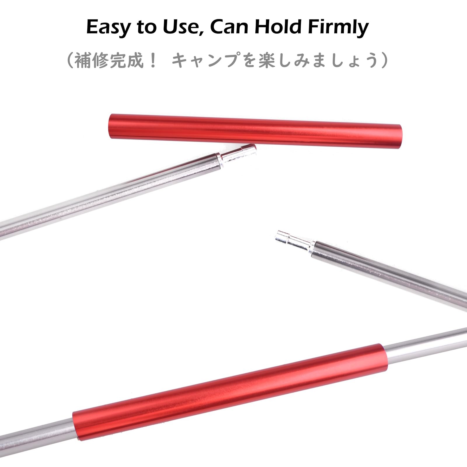 4 Pack Tent Pole Repair Splint Kit 13mm Red Spare Sleeve Outdoor Camping Set