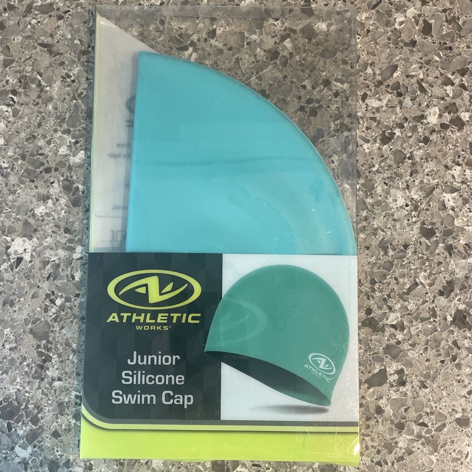 Athletic Works Junior 6+ 100% Silicone Latex-Free, Easy On/Off Swim Cap Teal