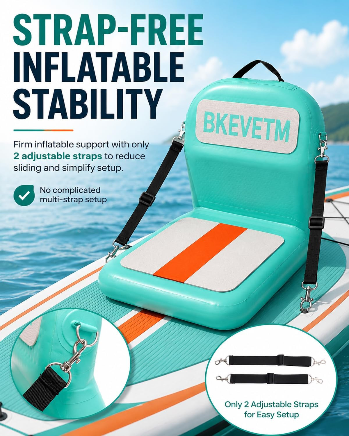 Upgraded Inflatable Kayak Seat and SUP Paddle Board Seat with Back Support | Zin
