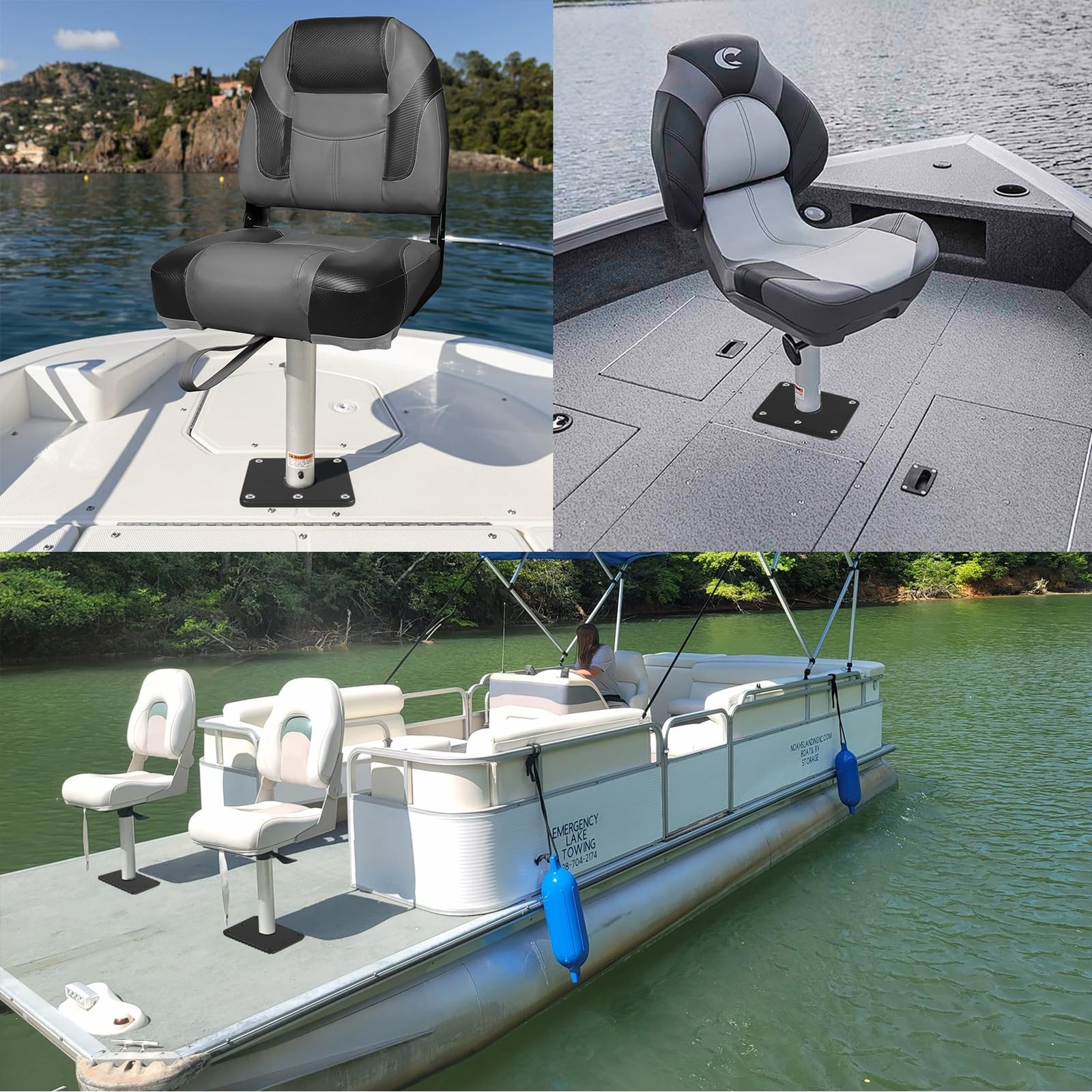 Boat Seat Base Mount Pedestal 1pack 7×7 Aluminum, Black