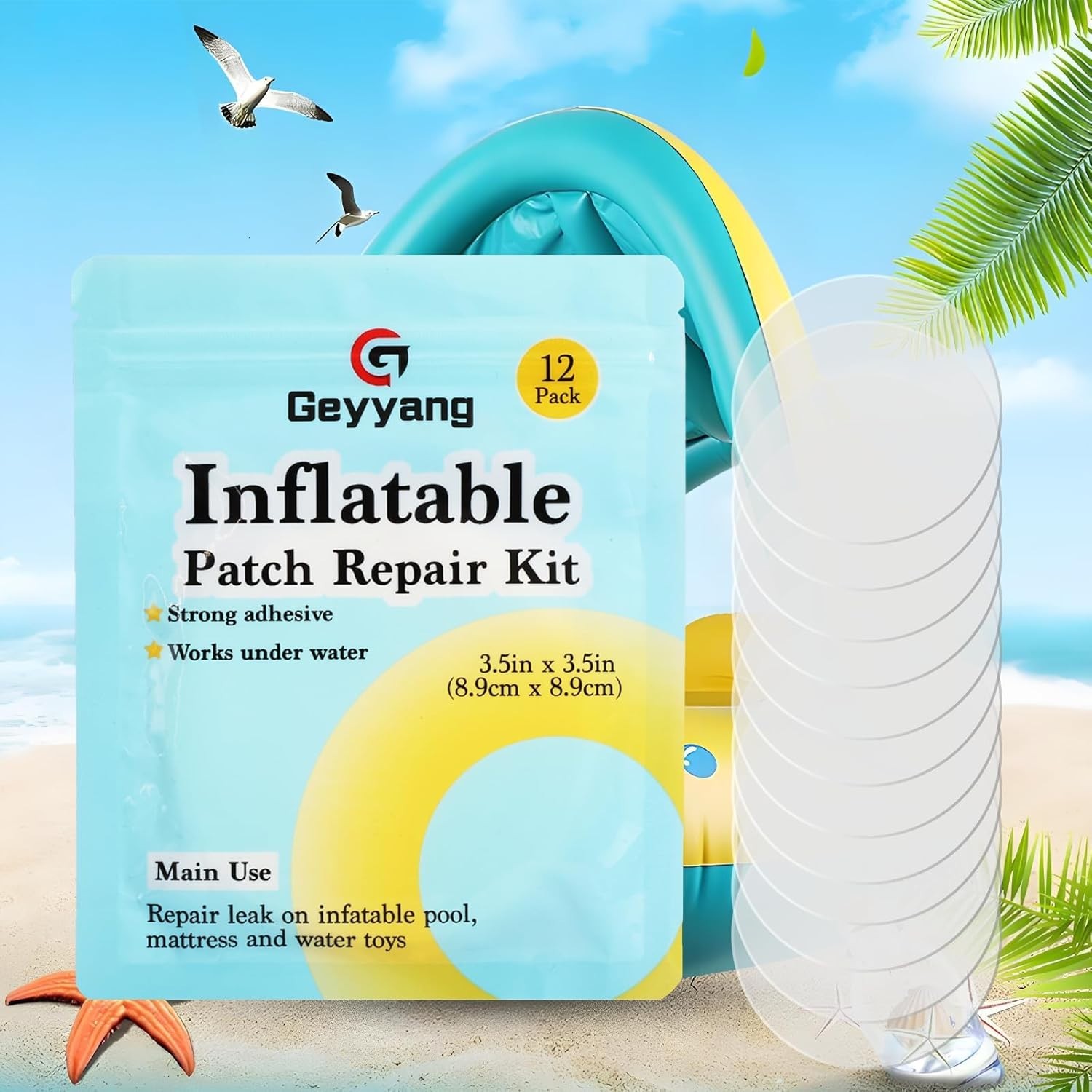 Versatile 12PCS TPU Pool Repair Tape for Air Mattresses and All Inflatable Needs