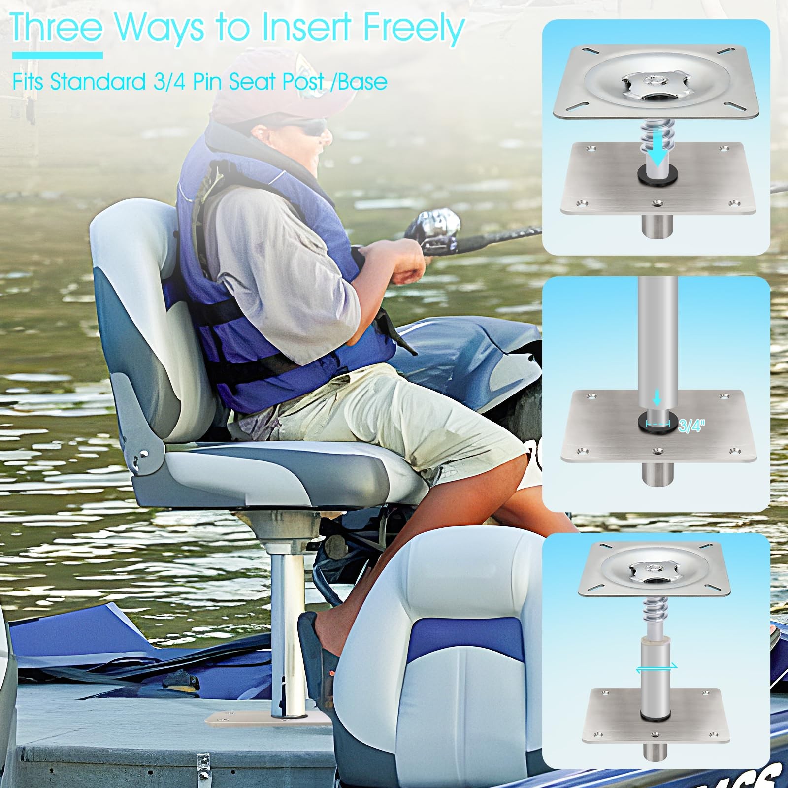 CLLOMAGY Boat Seat Base Mount 2pack 7×7 Stainless Steel, Metallic