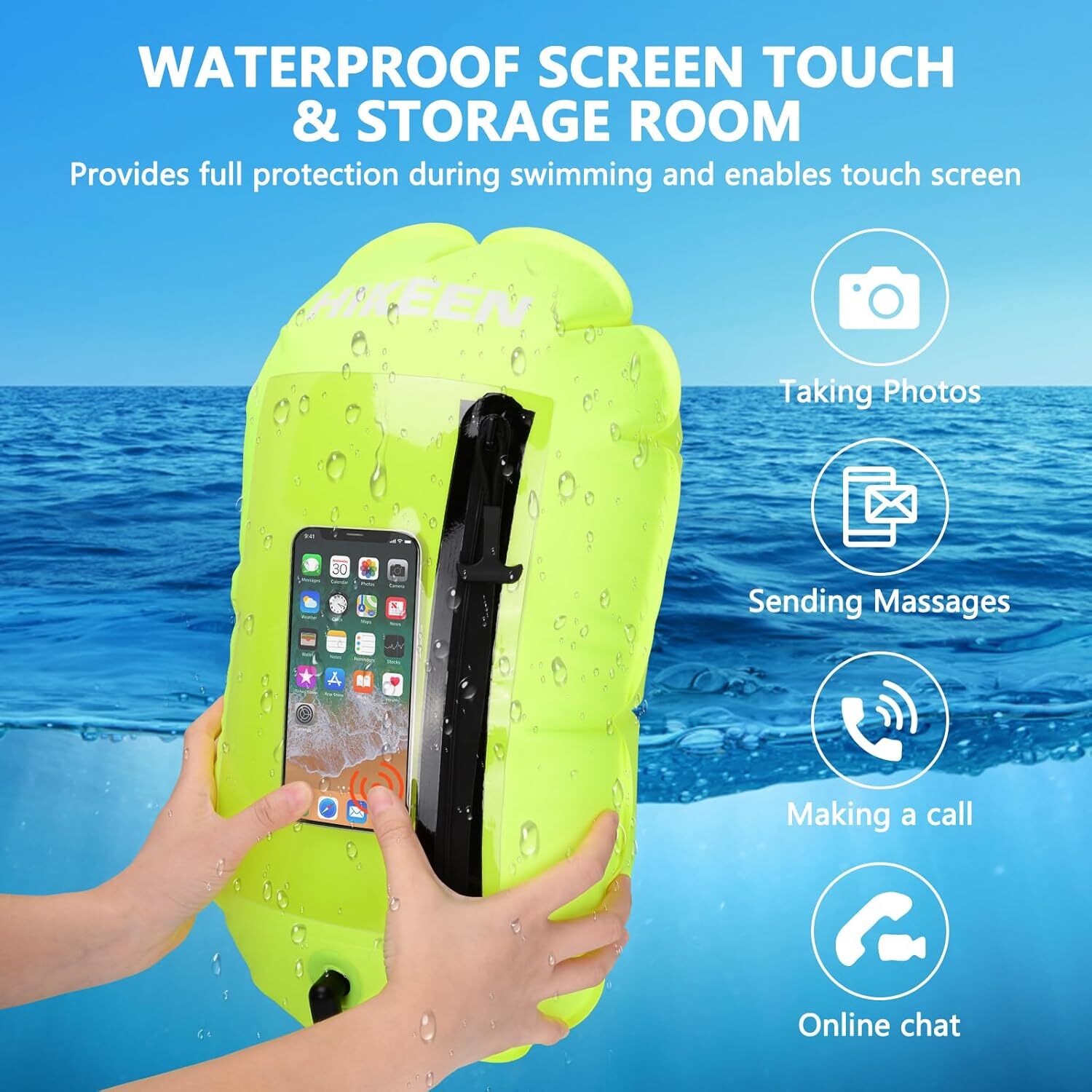 Swimming Buoy Tow Floats for Open Water Swimming, Swim Buoy Dry Bag Phone Case