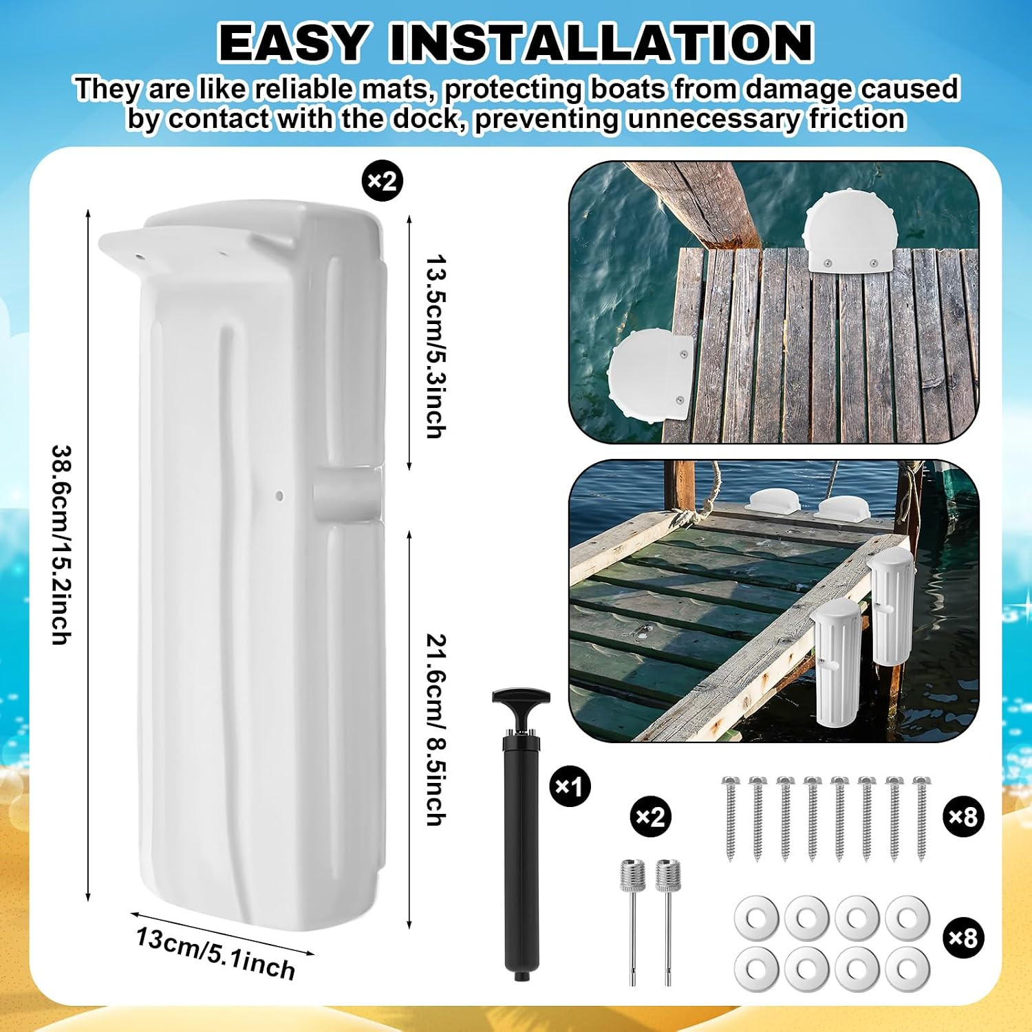 Dock Bumpers Fenders for Edging Docking Inflatable Corner Boat Fenders with Pump