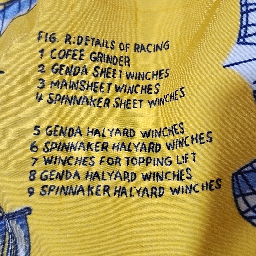 Nautica Vintage Yellow & Blue Swim Trunks with Nautical Sailing Design Men M