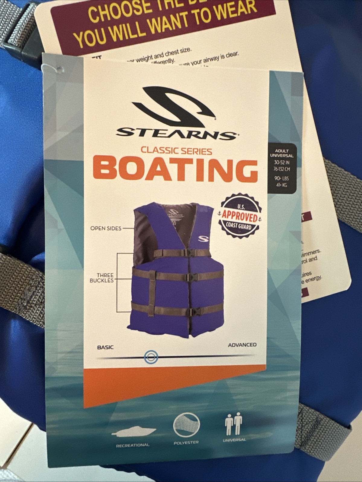 NWT Stearns Boating Life Vests- Universal Adult, 90+ Lbs