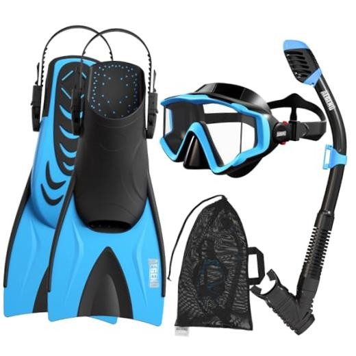 Snorkeling Gear for Kids Youth – 4-in-1 Snorkel Set with Anti X-Small Black