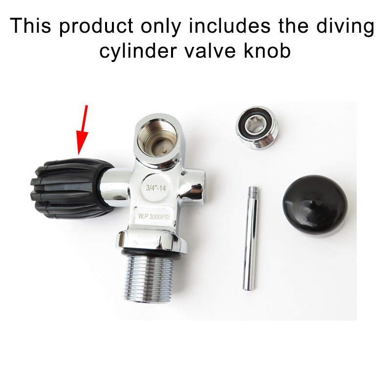 Scuba Diving Cylinder Valve Knob Rubber Wrapped Stainless Steel 3000PSI