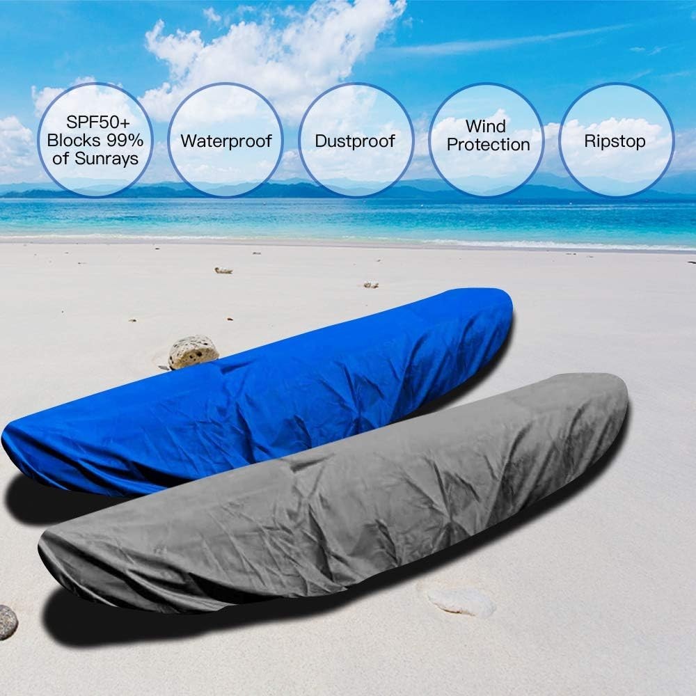 Waterproof Dark Blue Kayak Cover with Drawstring Bag – All-Season Protection