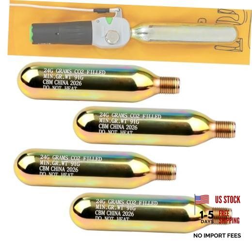 2Gram CO2 Rearming Cylinder 1/2-inch Replacement Thread CO2 4 4-Pack Metal