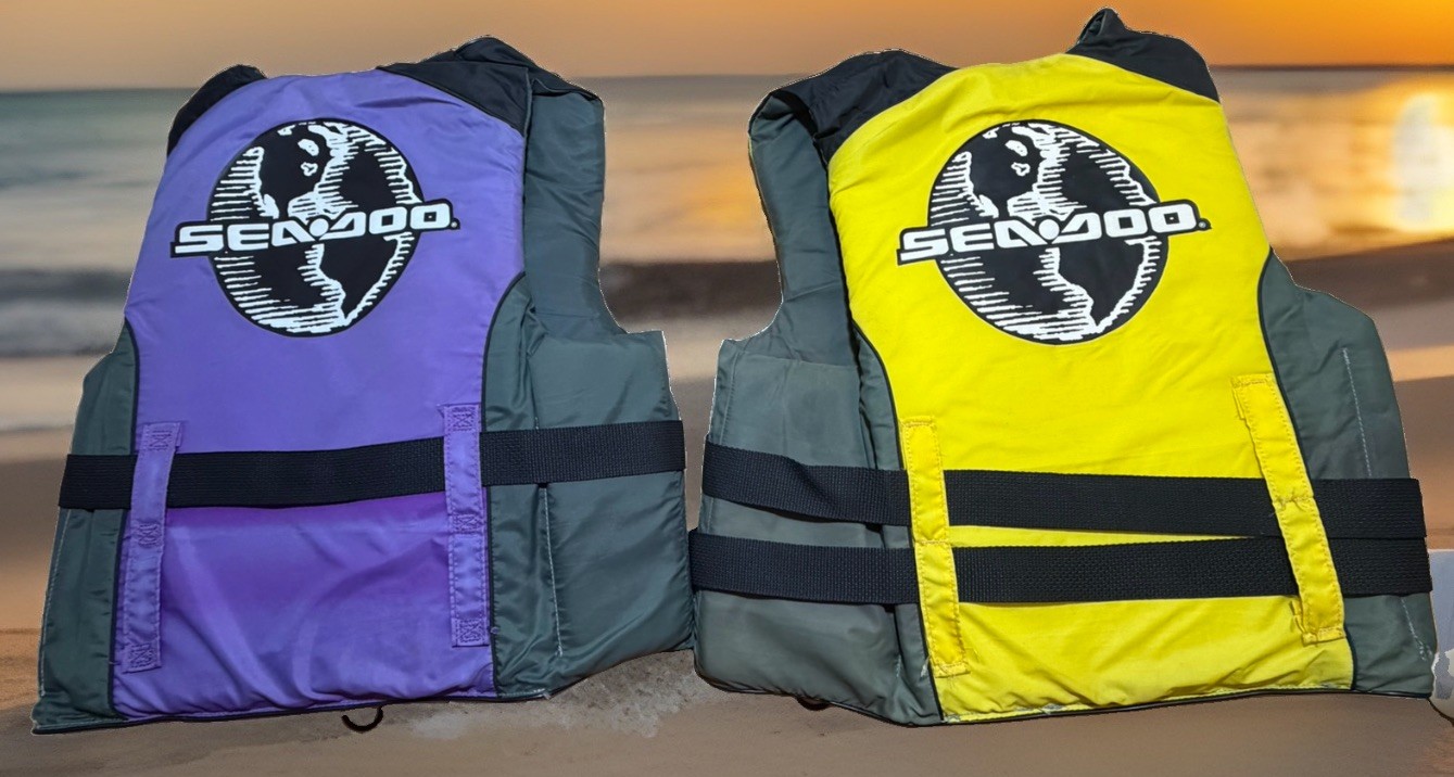 (2) Sea-Doo Flotation Type III PFD Life Jacket Adult Large & XL Made USA 100mph