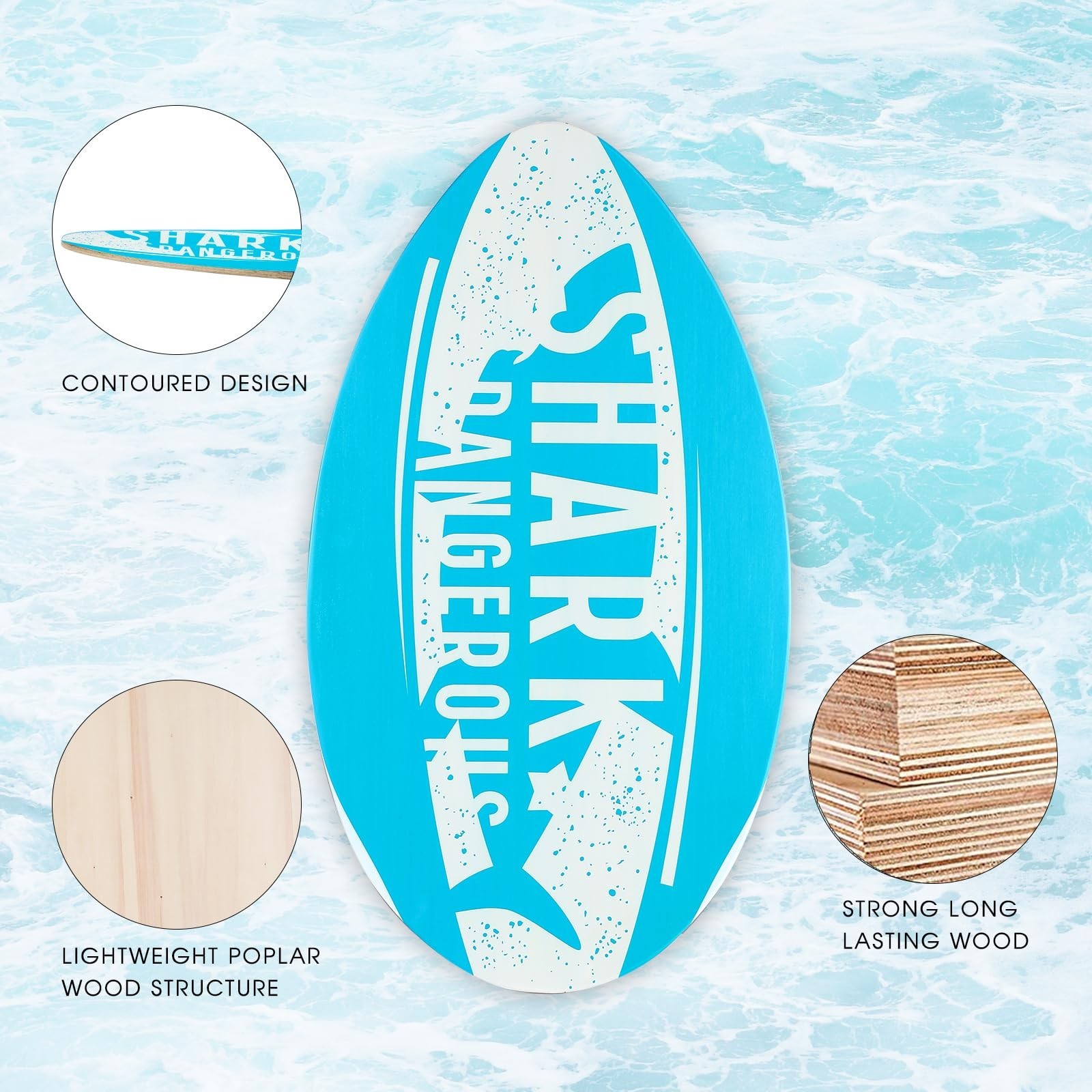 HQO LOVL 35 inch Skim Board for Kids Adults Wooden Skim Boards with High Glos…