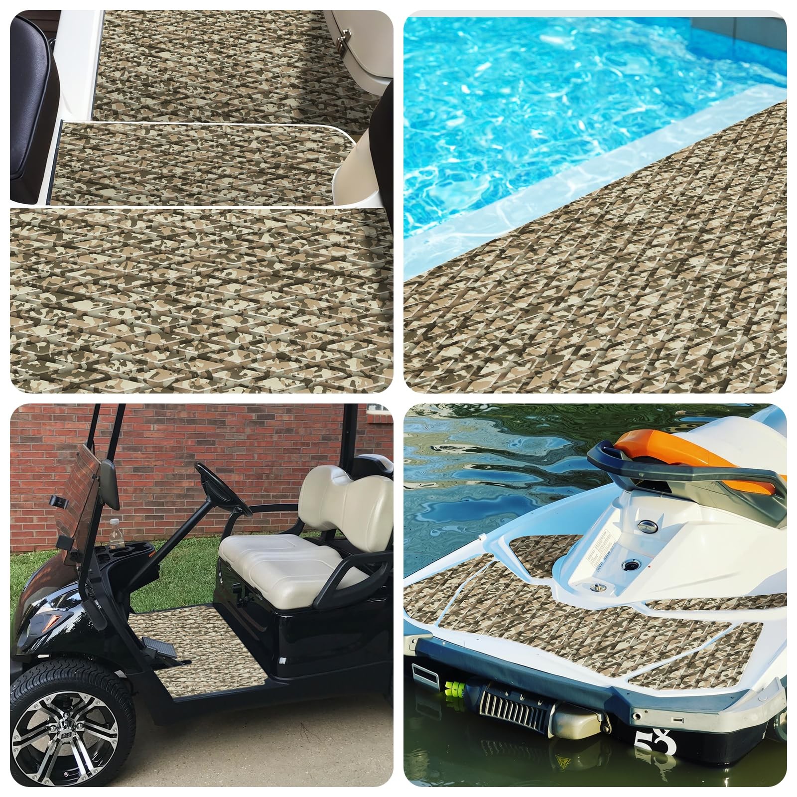 Hzshark Boat Flooring Eva Foam Boat Decking Self-Adhesive Non Slip Camo