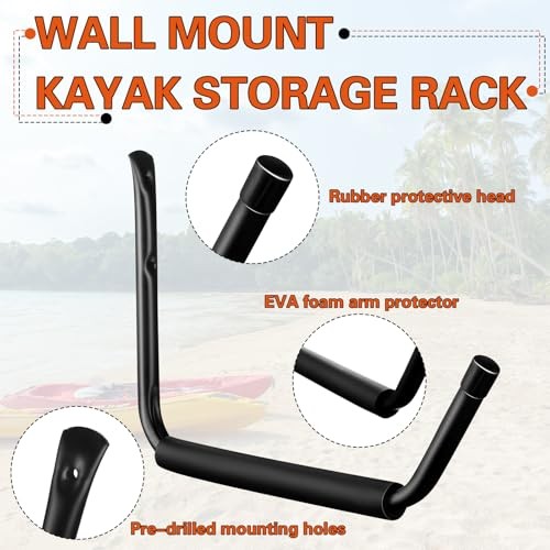 Wall Mount Kayak Storage Rack 15″ Garage Storage Hooks Canoe 4