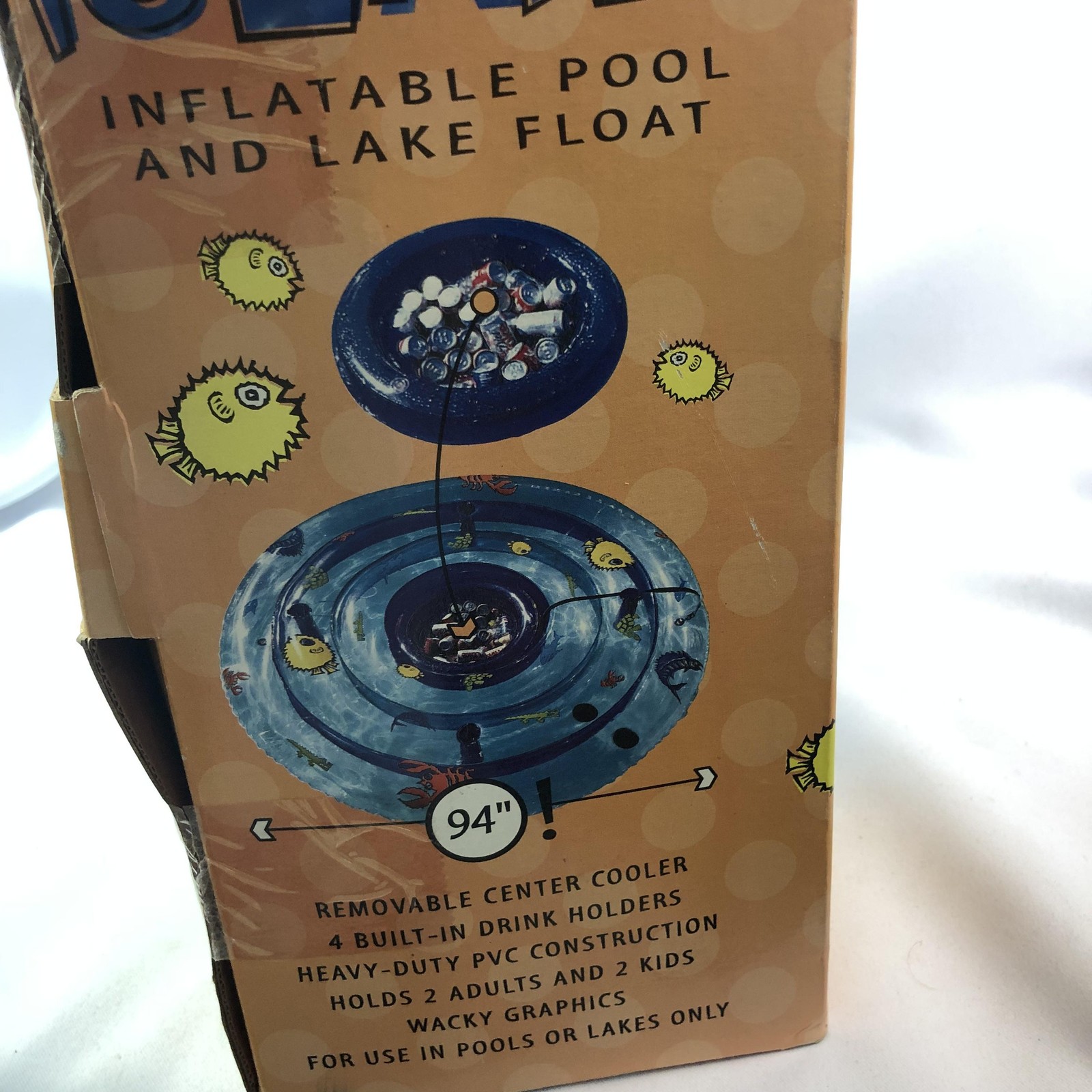 Pike Sport Party Fun Island 94in Inflatable Pool Lake Float PVC 4 Drink Holders