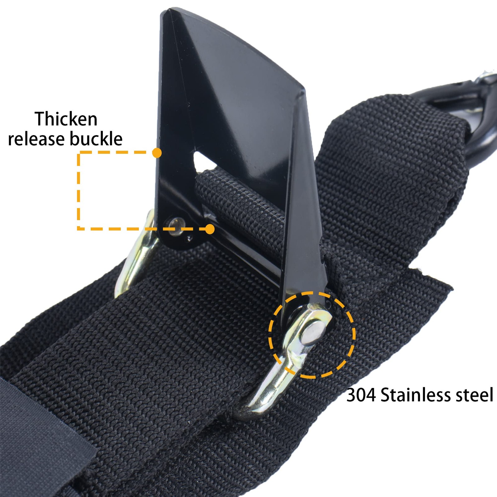 Boat Trailer Straps Transom Tie Down with 18 inches x 1 inch, black