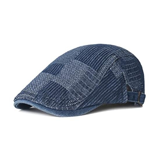 Unisex Denim Newsboy Hats Flat Ivy Gatsby Cabbie Driving One Size Retro Blue