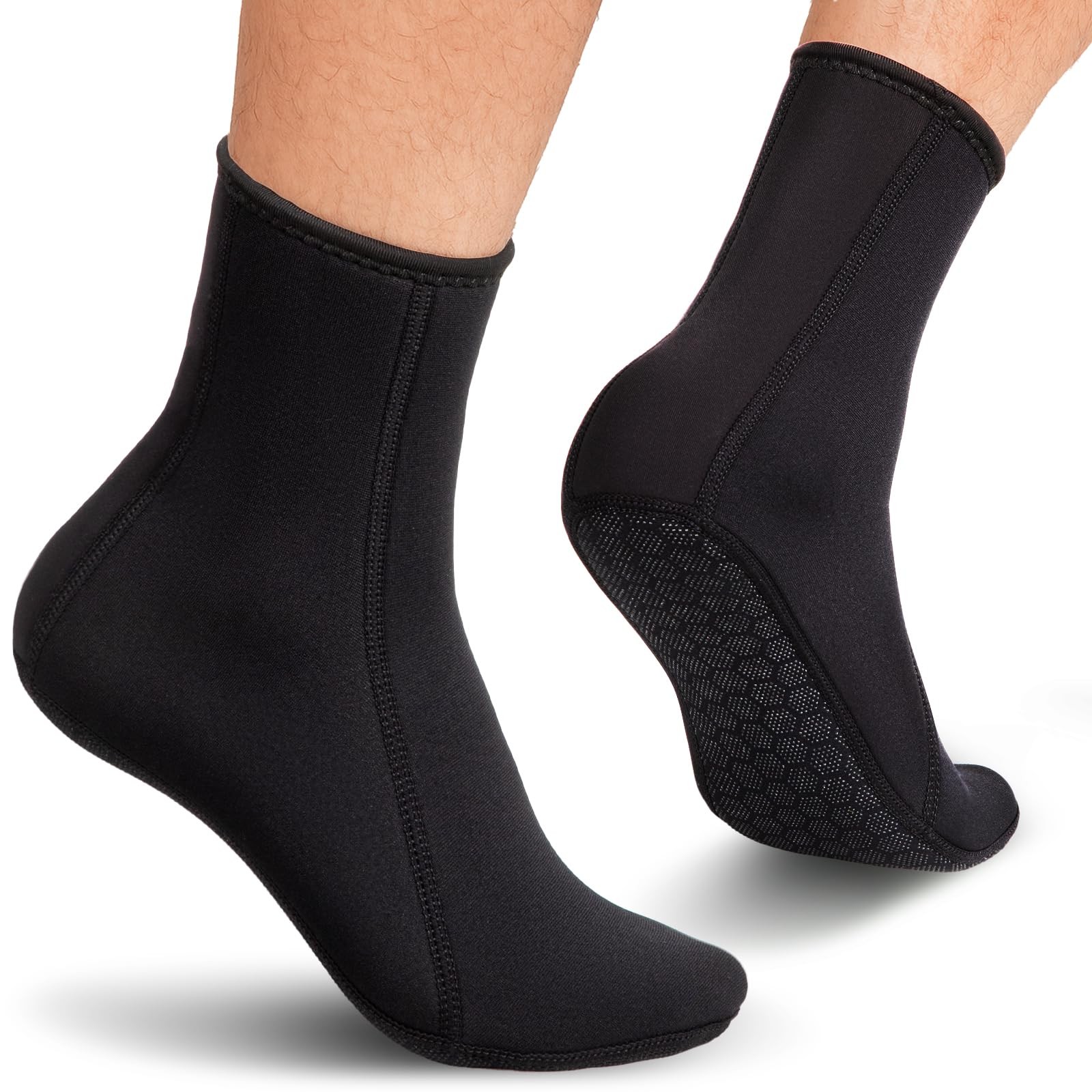 Yakevo Neoprene Socks, Water Socks 3 mm Diving Booties X-Large, Black
